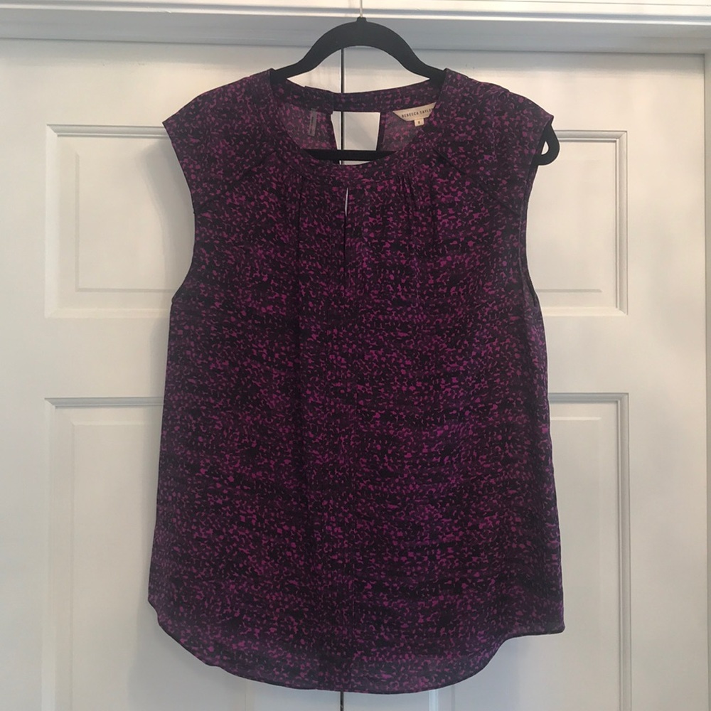Rebecca Taylor Ink Dot Cutout Silk Tank - 8